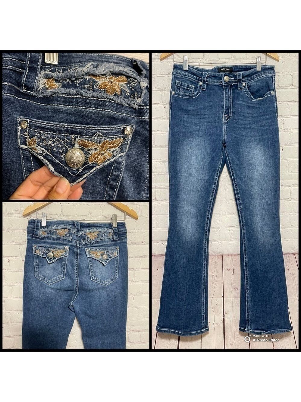 Fire & Rain Bootcut Flare Y2K Embroidered Jeans